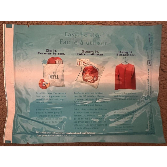 (1) Dryel Dry Cleaning Original Fresh Scent Dryer Activated Moist Cloth Sealed - Picture 2 of 2